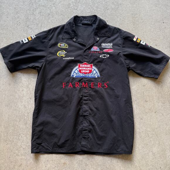 Men's Chase Authentics Kasey Kahne NASCAR Black Pit Crew Team Snap Shirt Sz XL - Picture 1 of 7